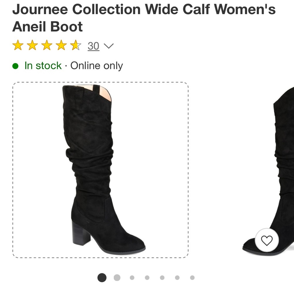 Black Suede block heel wide calf boot, 7